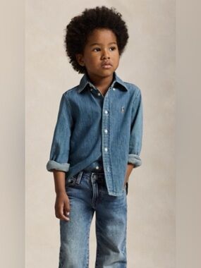 Polo by Ralph Lauren Boys' Indigo Button-Down Denim Shirt